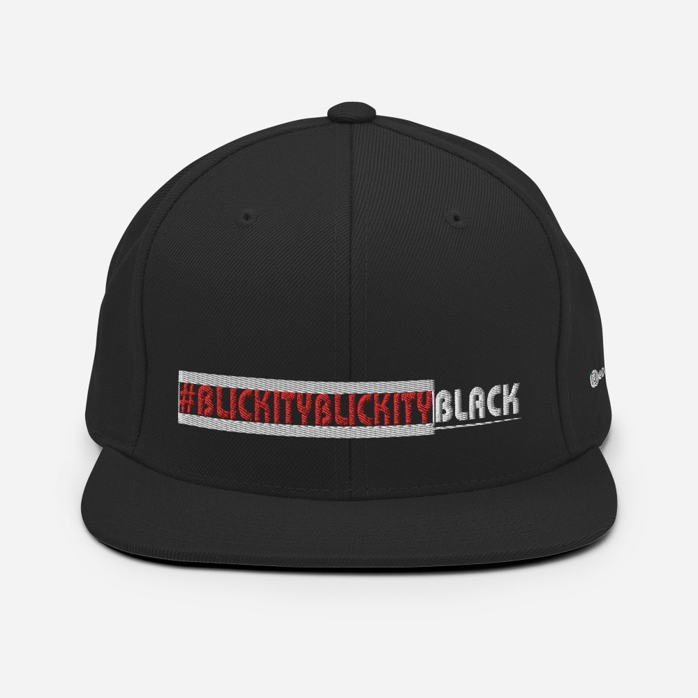 #BLICKITYBLICKITYBLACK Snapback Hat (white) - Image 17