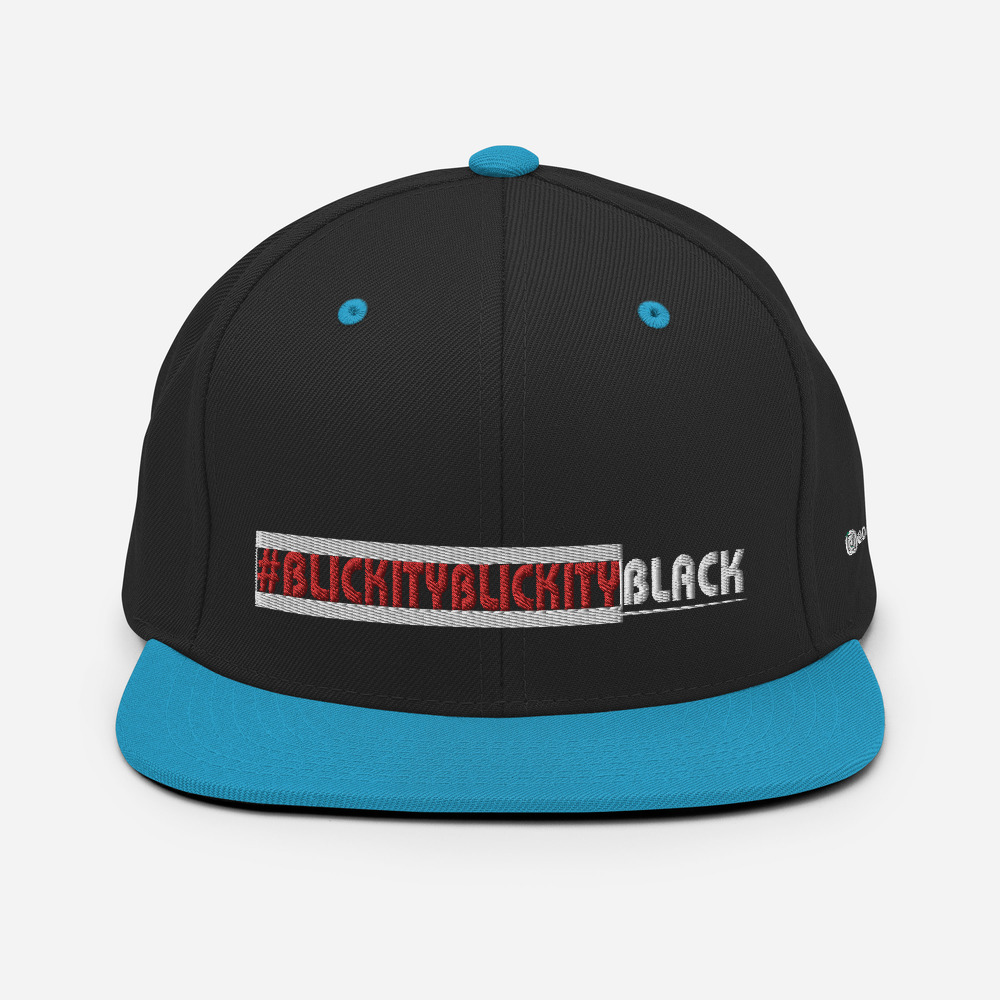 #BLICKITYBLICKITYBLACK Snapback Hat (white) - Image 11