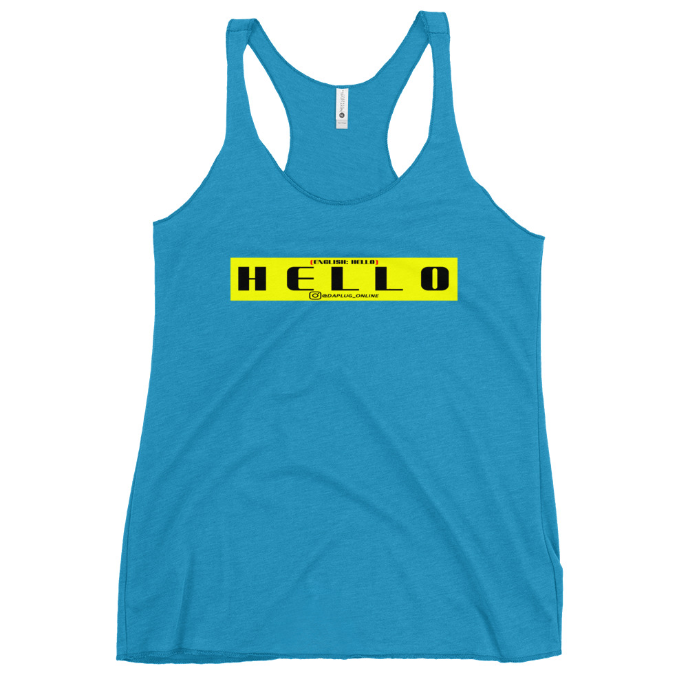 Hello Woman's Racerback Tank